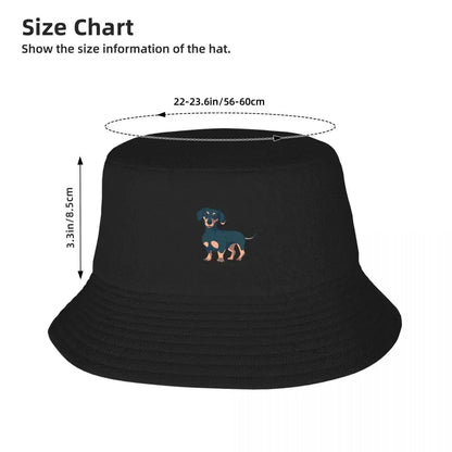 Retro Dachshund Print Bucket Hat