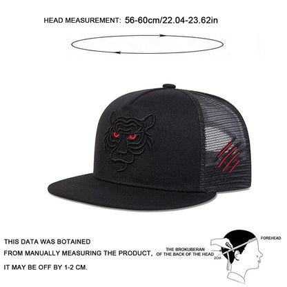 Unisex Tiger Embroidered Mesh Snapback Cap