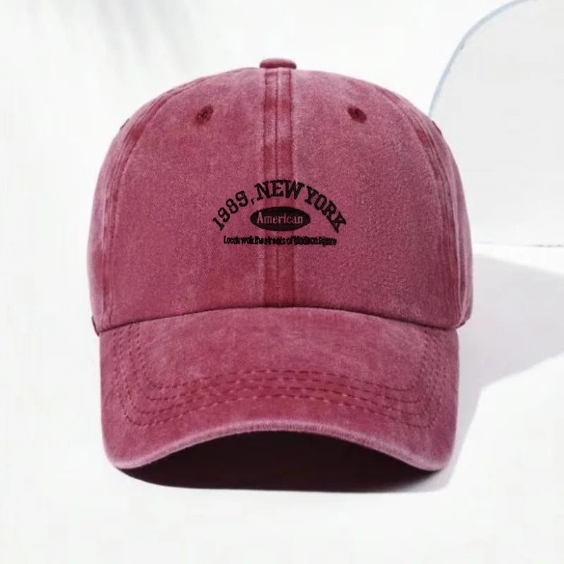 Vintage Letter Print Washed Baseball Cap