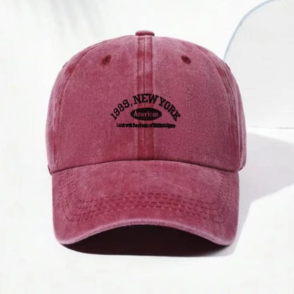 Vintage Letter Print Washed Baseball Cap