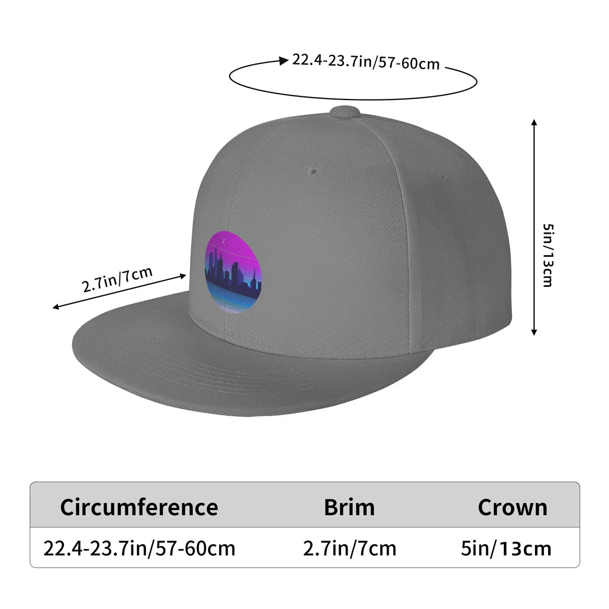 Retro City Skyline Night High-Quality Snapback Cap