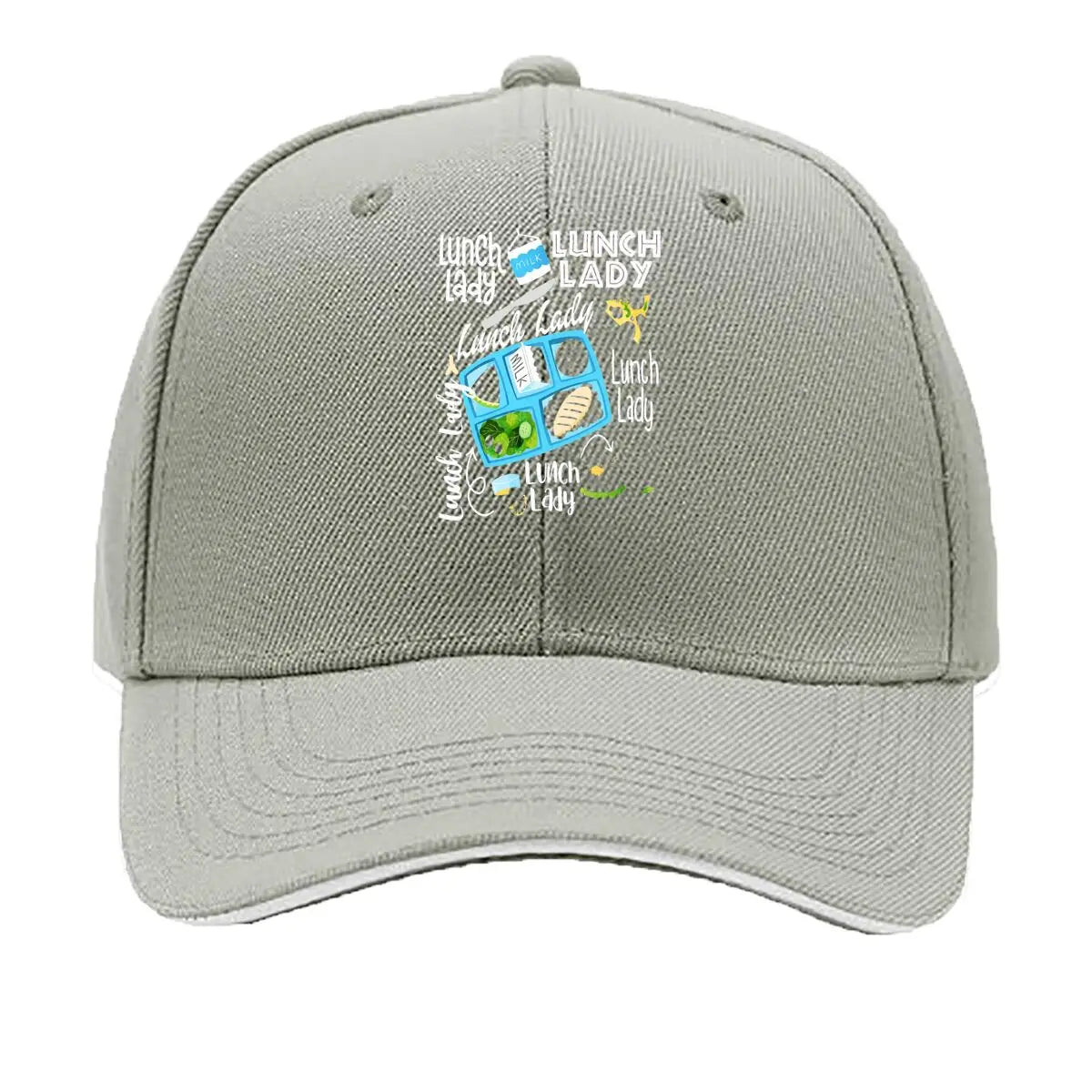 Milk Lunch Lady School Cafeteria Tray Food Graphic Sandwich Baseball Cap