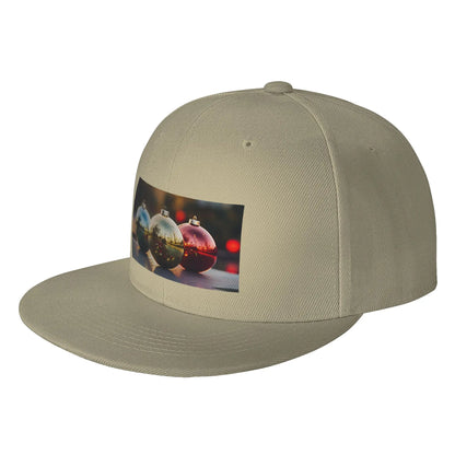 Christmas Holiday Decorative Balls Flat Brim Snapback Cap