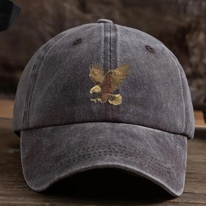 Washed Eagle Print Baseball Cap
