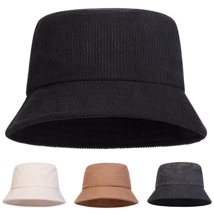 Unisex Solid Color Corduroy Personality Bucket Hats
