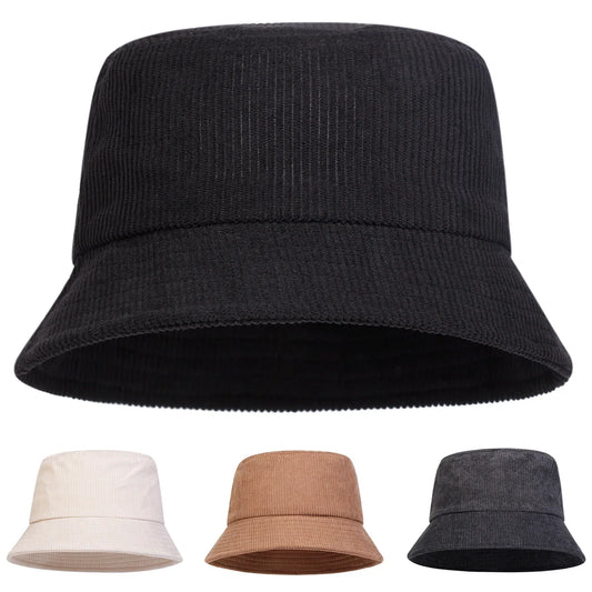 Unisex Solid Color Corduroy Personality Bucket Hats