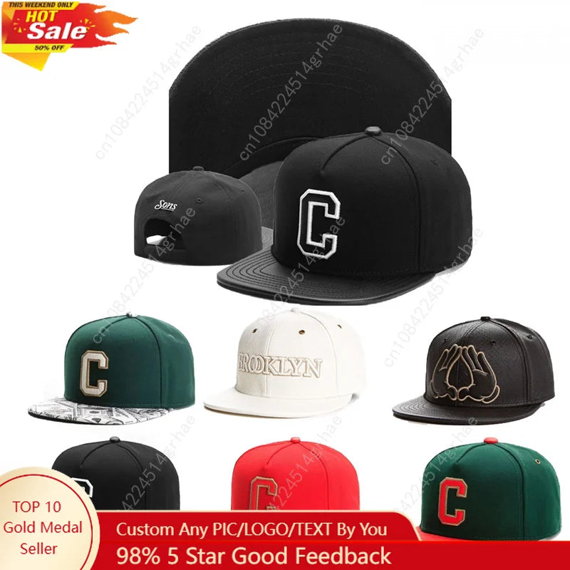 C Letter Embroidered Knight Snapback Cap