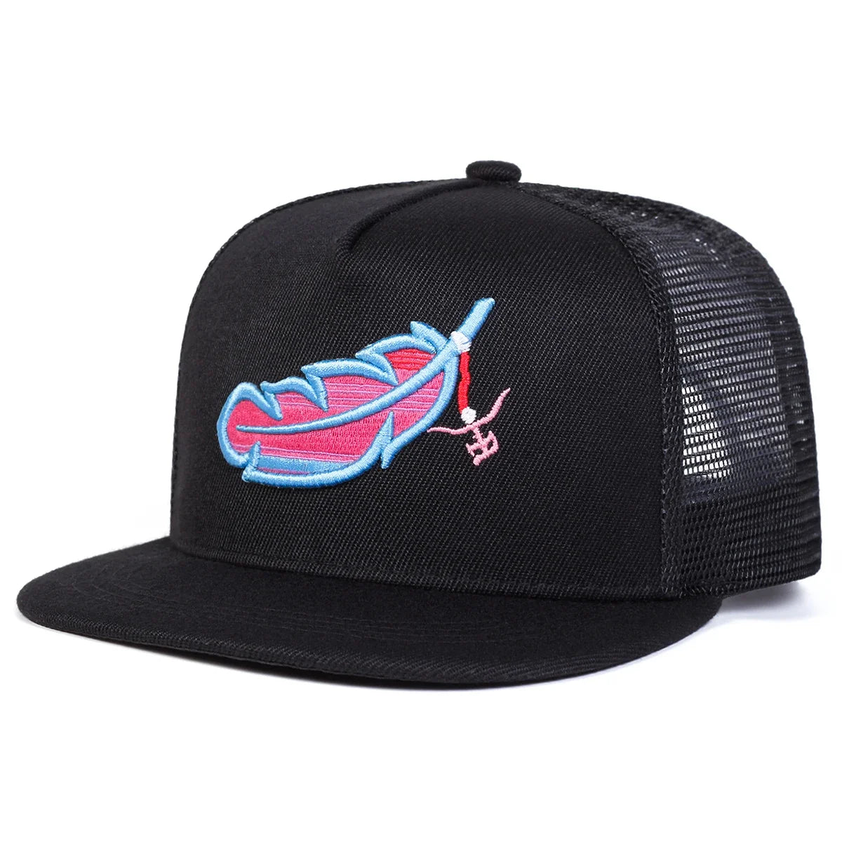 Unisex Colorful Feather Embroidered Snapback Cap
