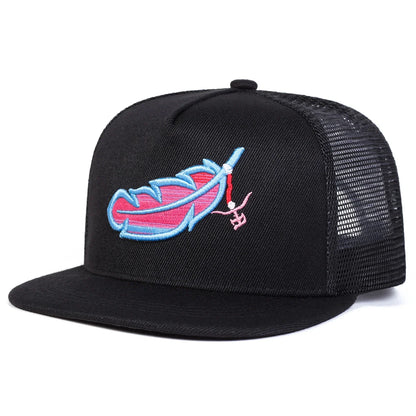 Unisex Colorful Feather Embroidered Snapback Cap