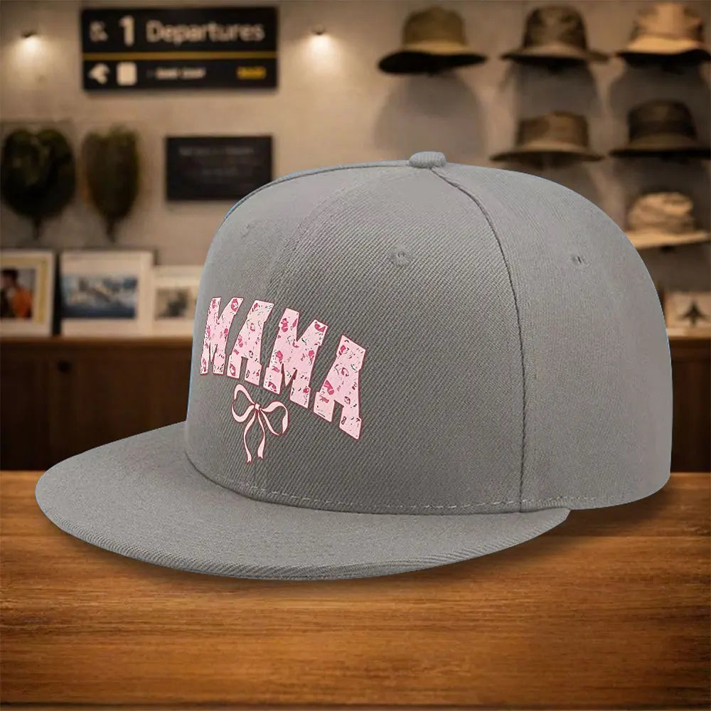 Mama Leopard Print Bow Snapback Cap