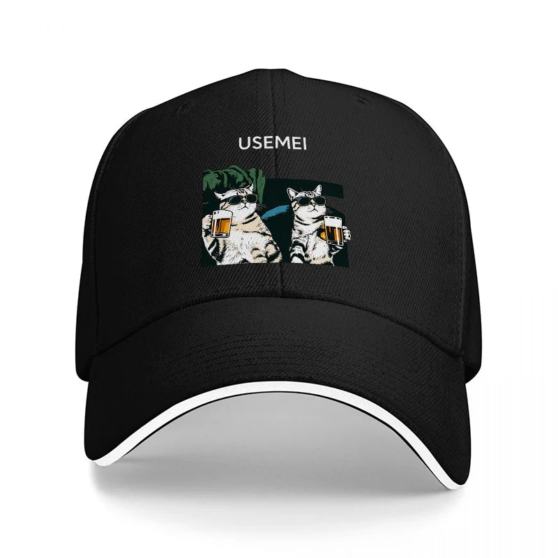 Usemei Cats Drinking Beer Baseball Cap