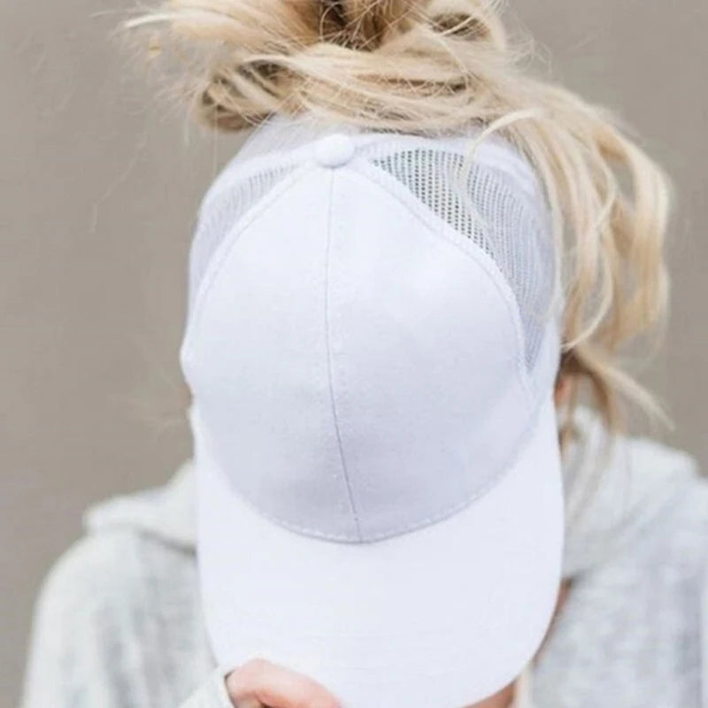Women's Ponytail Mesh Snapback Baseball Cap
