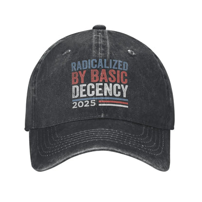 Radicalized By Basic Decency Distressed Washed Baseball Cap