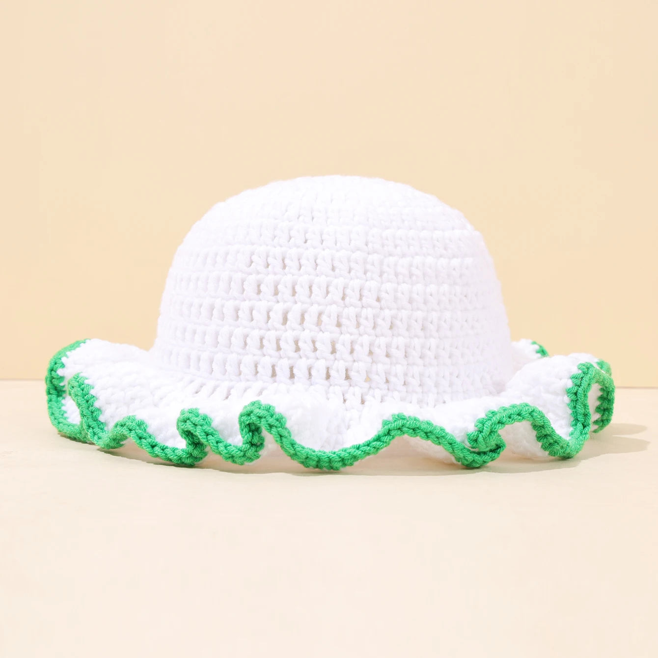 Women Multi Color Crochet Ruffle Fisherman Hat