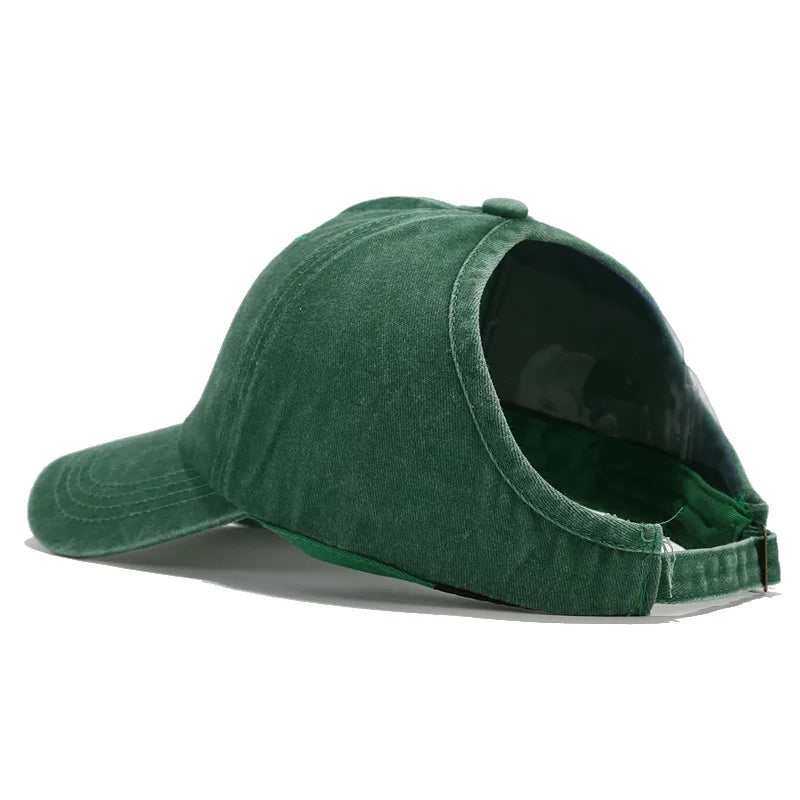 1pc Retro Washed Backless Baseball Cap For Women Summer Outdoor Sports Ponytails Stylish And Versatile Sun Hat For Daily Wear