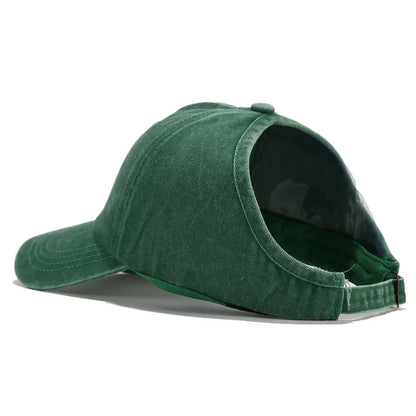 1pc Retro Washed Backless Baseball Cap For Women Summer Outdoor Sports Ponytails Stylish And Versatile Sun Hat For Daily Wear