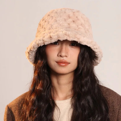 Women Korean Plush Winter Bucket Hat