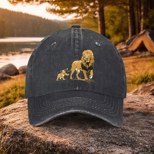 Vintage Lion Pattern Golf Baseball Cap