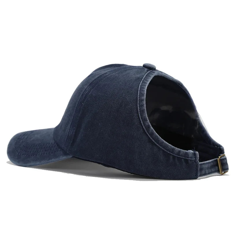 1pc Retro Washed Backless Baseball Cap For Women Summer Outdoor Sports Ponytails Stylish And Versatile Sun Hat For Daily Wear