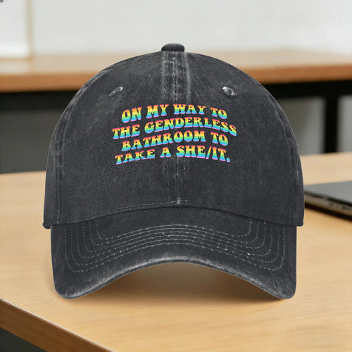 Genderless Bathroom LGBTQ Trucker Baseball Cap