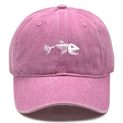 White Fish Bones Distressed Baseball Cap