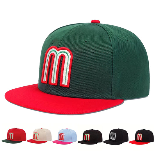 Unisex M Letter Embroidered Hip-Hop Snapback Cap