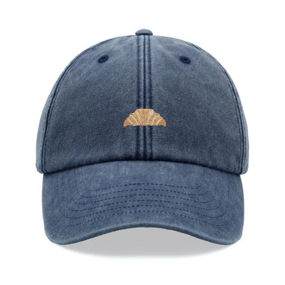 Retro Croissant Print Washed Baseball Cap