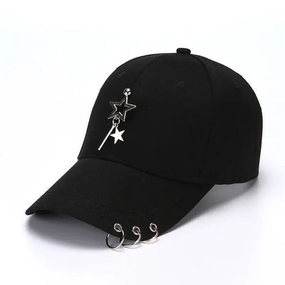 Fashion Cotton Baseball Cap Creative Piercing Ring Hip Hop Caps
