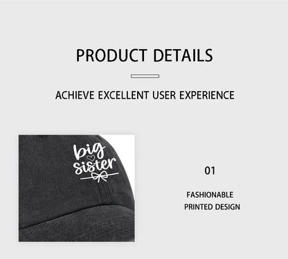 Big Sister Print Washed Baseball Cap Adjustable