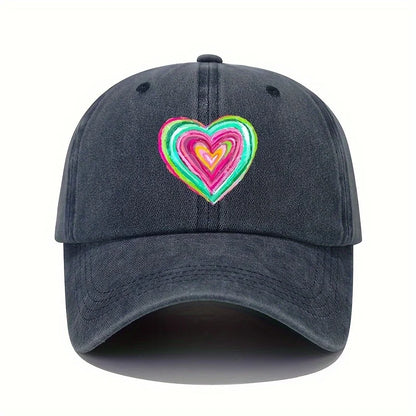 Vintage Heart Print Baseball Cap