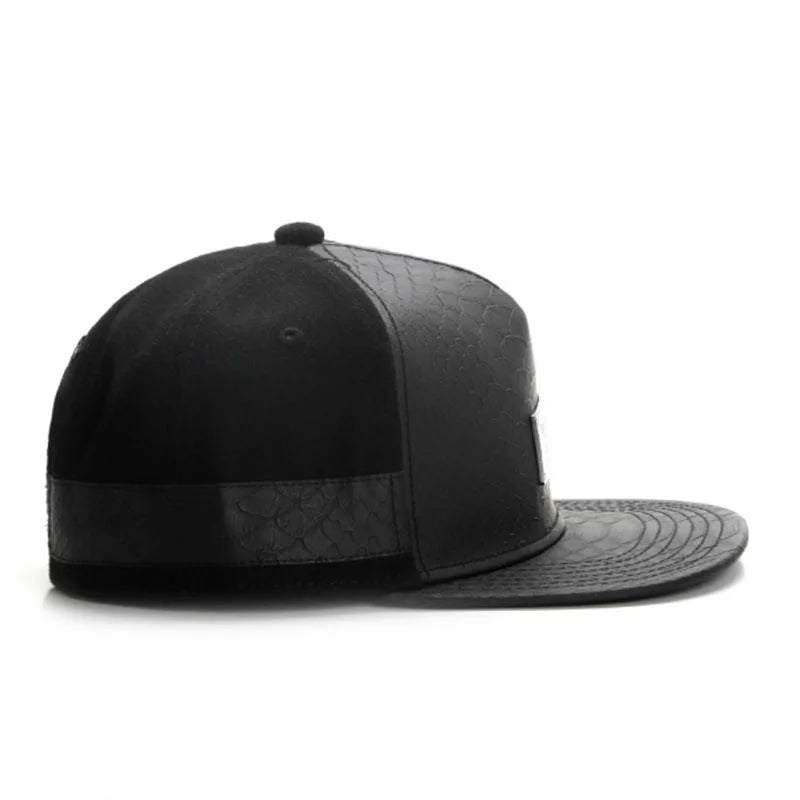 Metal Leather Patch Unisex Casual Snapback Cap