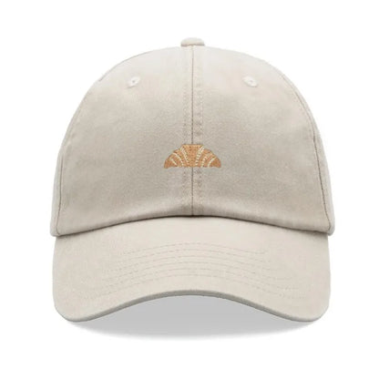 Retro Croissant Print Washed Baseball Cap