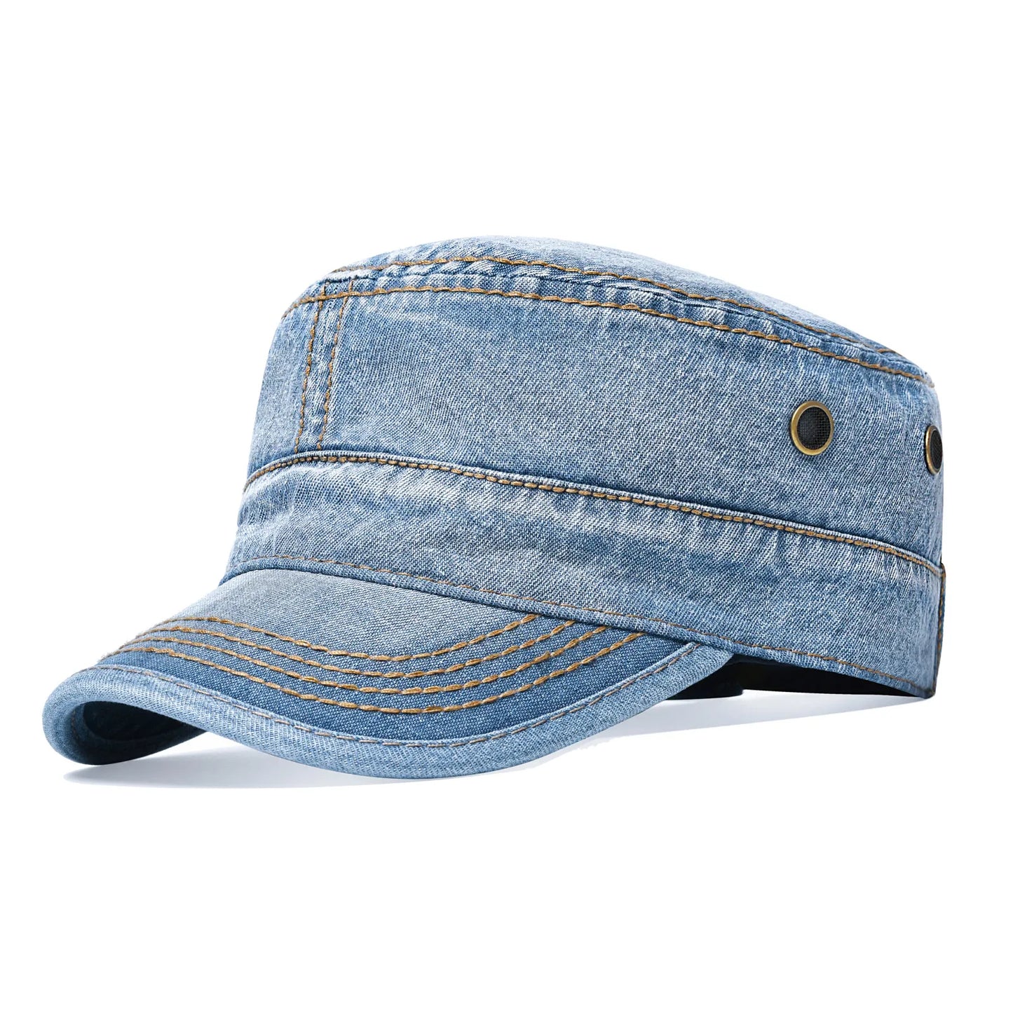 Military Cap Men Washed Cotton Fashion Design Flat Baseball Cap Size 57- 60cm