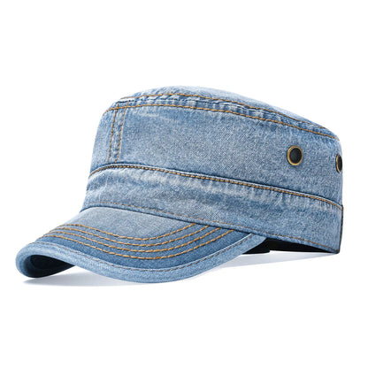 Military Cap Men Washed Cotton Fashion Design Flat Baseball Cap Size 57- 60cm