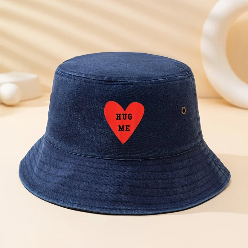 Hug Me Heart Print Bucket Hat