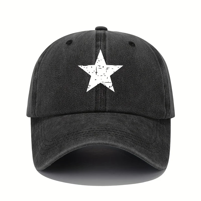 Retro Star Print Washed Baseball Cap