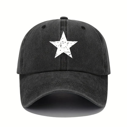 Retro Star Print Washed Baseball Cap