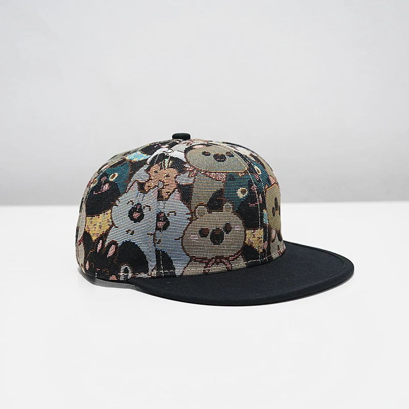 Kids Hip Hop Baseball Cap Boys Girls Sun Hat Unisex Toddler Dance Flat Brim Cap For Spring Summer UV Protection Trendy Size 48-53cm