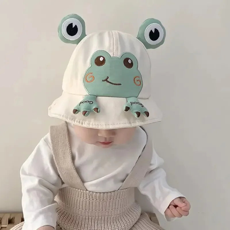 Spring Summer Baby Cartoon Frog Bucket Hat Kids Cute