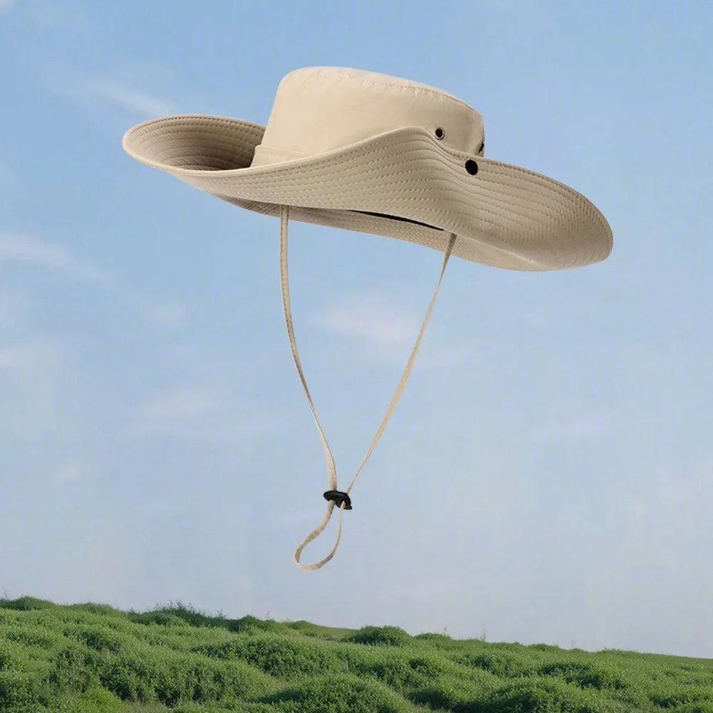Quick-Dry Wide Brim Drawstring Hiking Bucket Hat