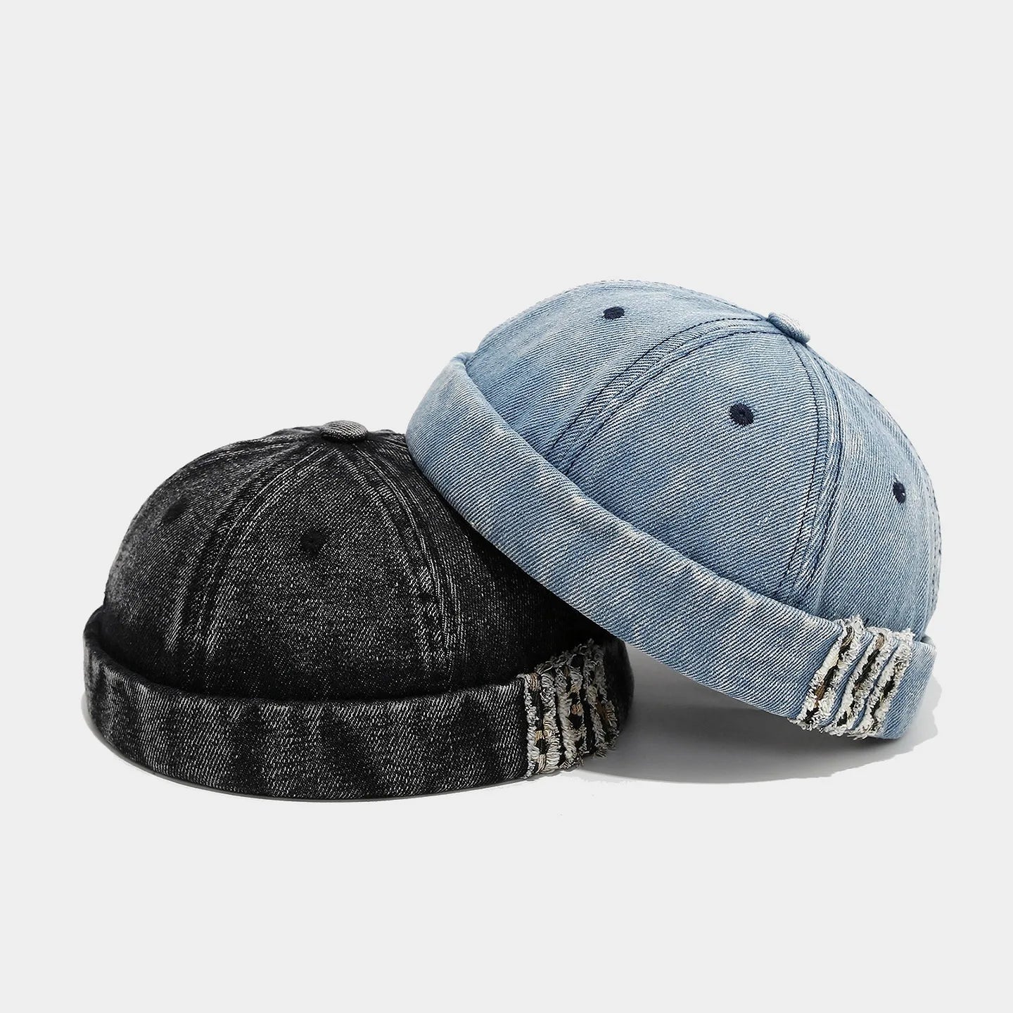 Retro Denim Docker Cap Splicing Style Brimless Caps