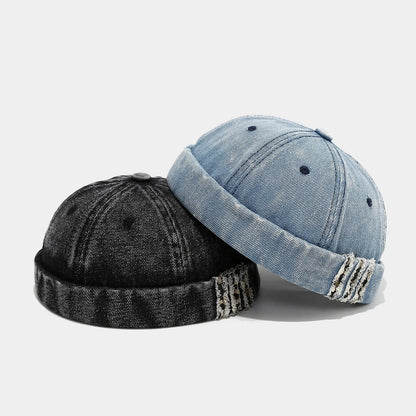 Retro Denim Docker Cap Splicing Style Brimless Caps