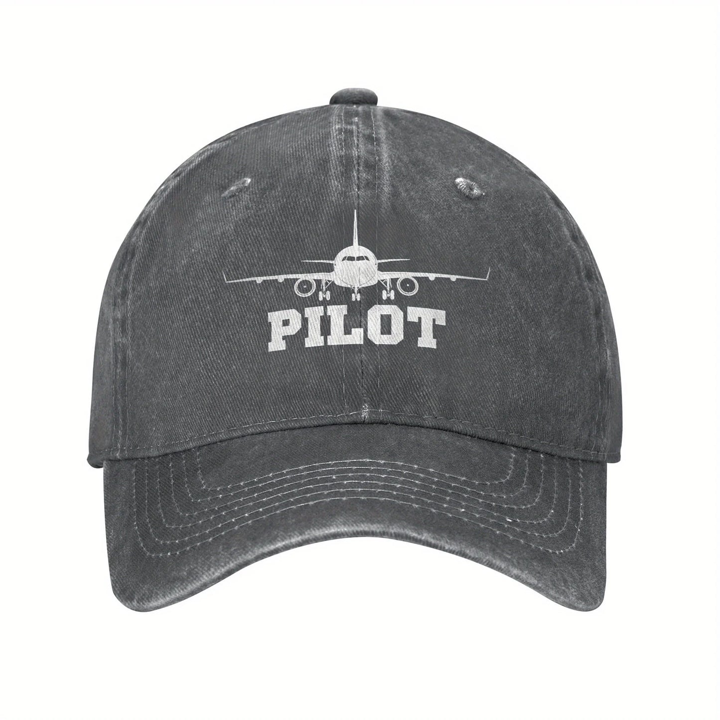 Pilot Airplane Washed Denim Baseball Cap