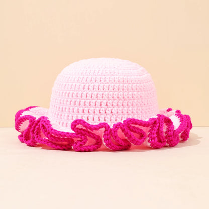Women Multi Color Crochet Ruffle Fisherman Hat