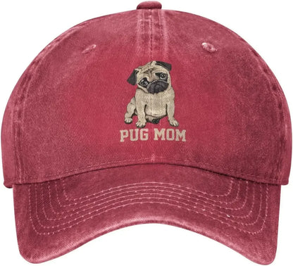 Pug Mom Denim Baseball Cap