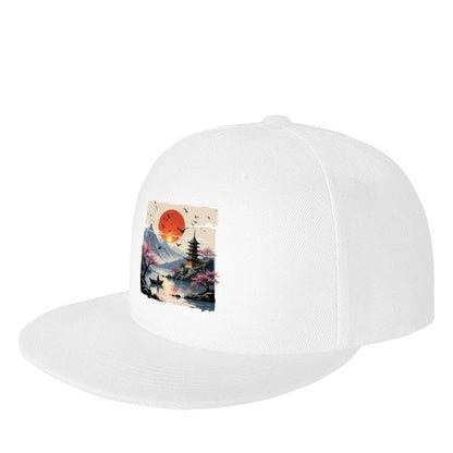 Cherry Blossom Pagoda Outdoor Streetwear Snapback Cap