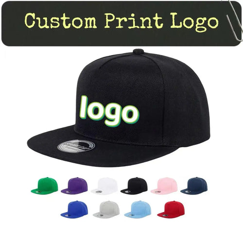 Custom Logo Five Panel Flat Brim Snapback Cap