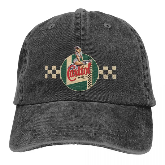 Pure Color Dad Hats Castrol Vintage Racing Stripe Women's Hat Sun Visor Baseball Caps