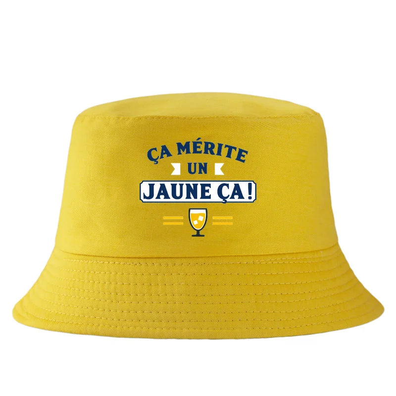 Yellow Beer Lover French Slogan Bucket Hat