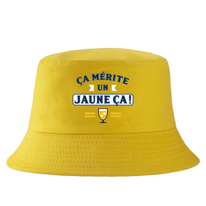 Yellow Beer Lover French Slogan Bucket Hat